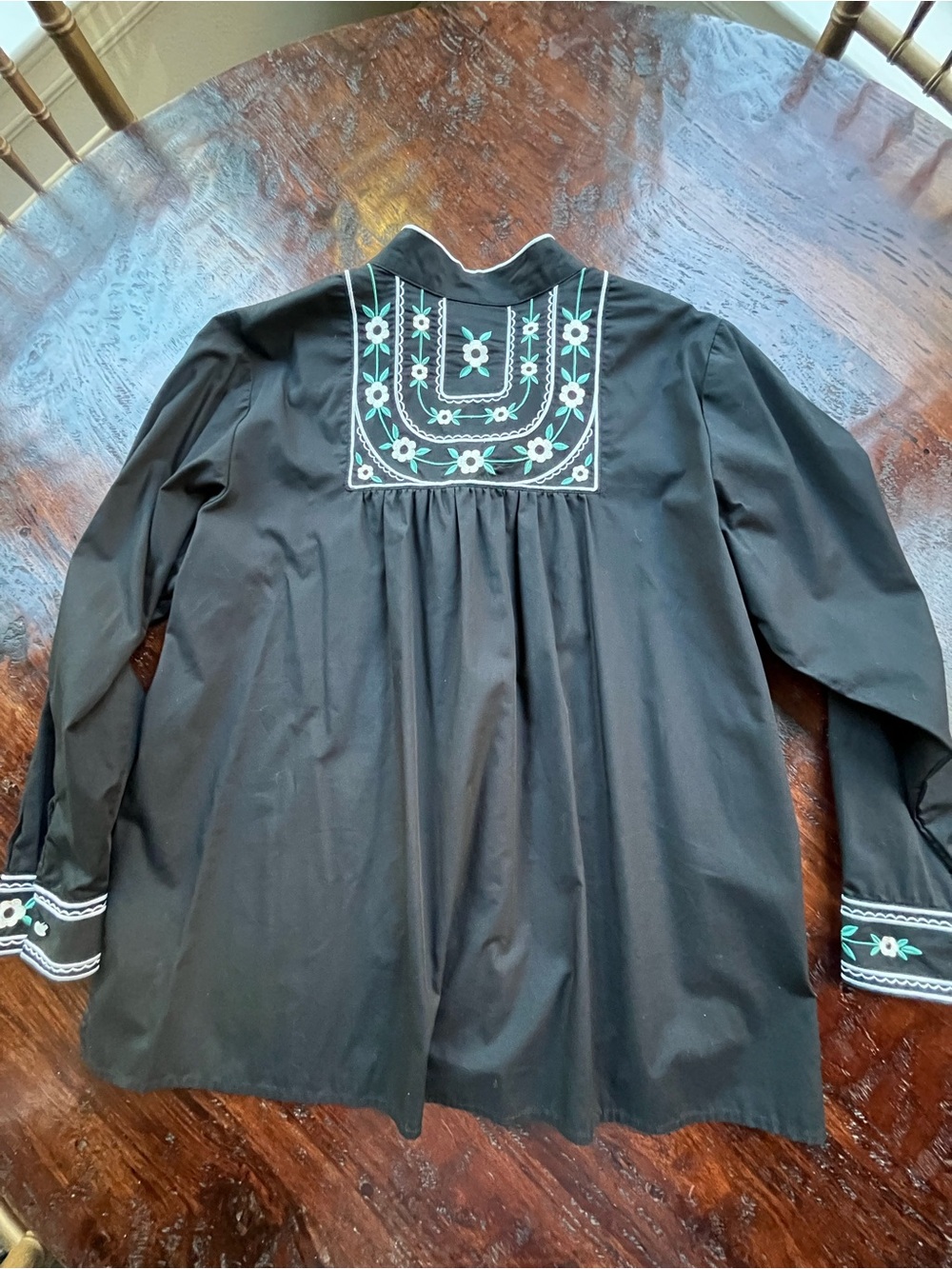 Bob Mackie Black Embroidered Floral Blouse Western Small - Picture 4 of 12